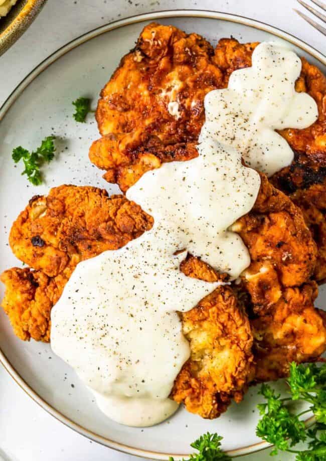 platter with chicken fried chicken and gravy