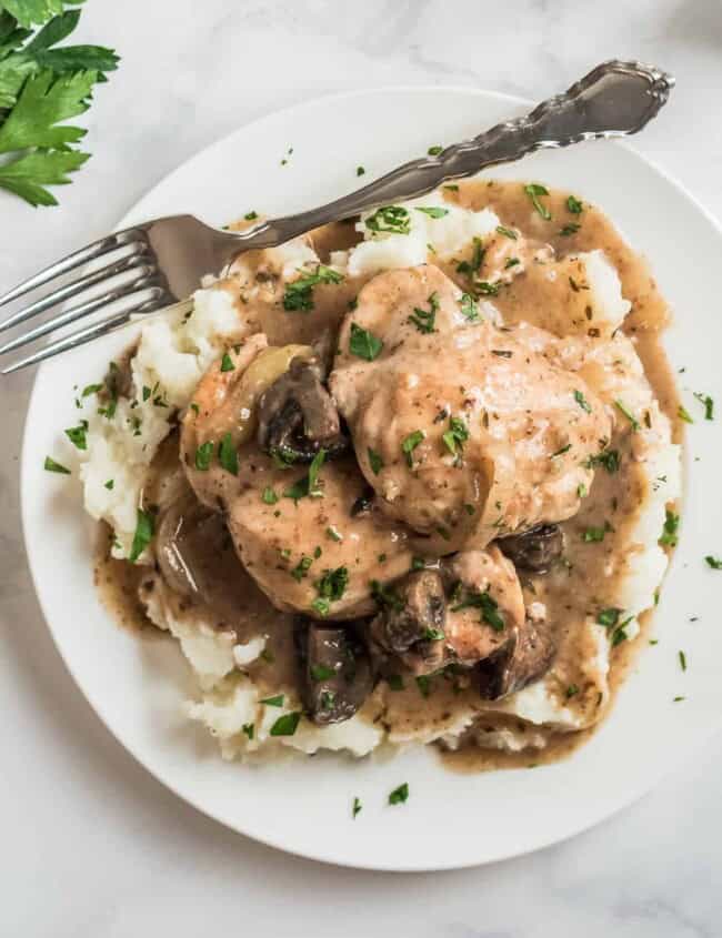 crockpot chicken marsala over mashed potatoes