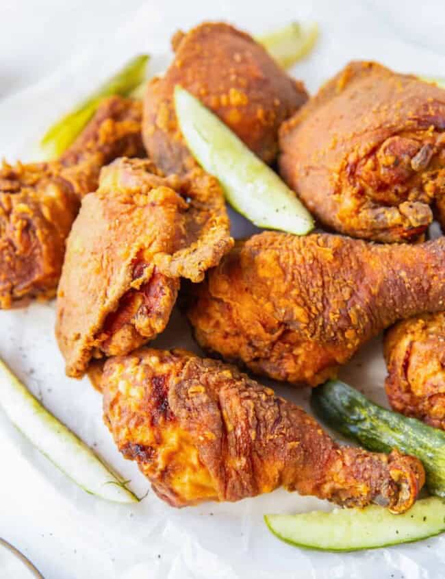 pickle brined fried chicken thighs and drumsticks