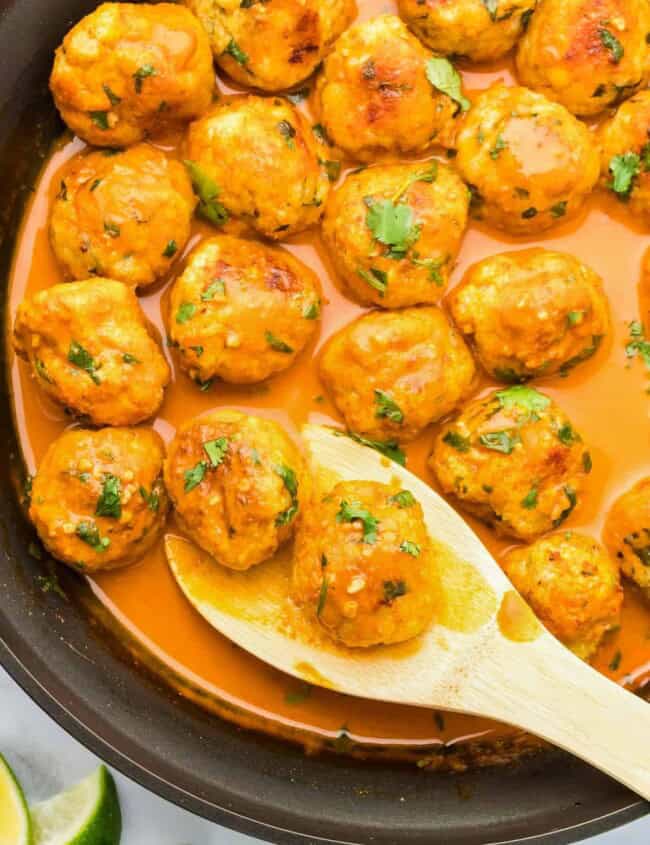 curry chicken meatballs in sauce