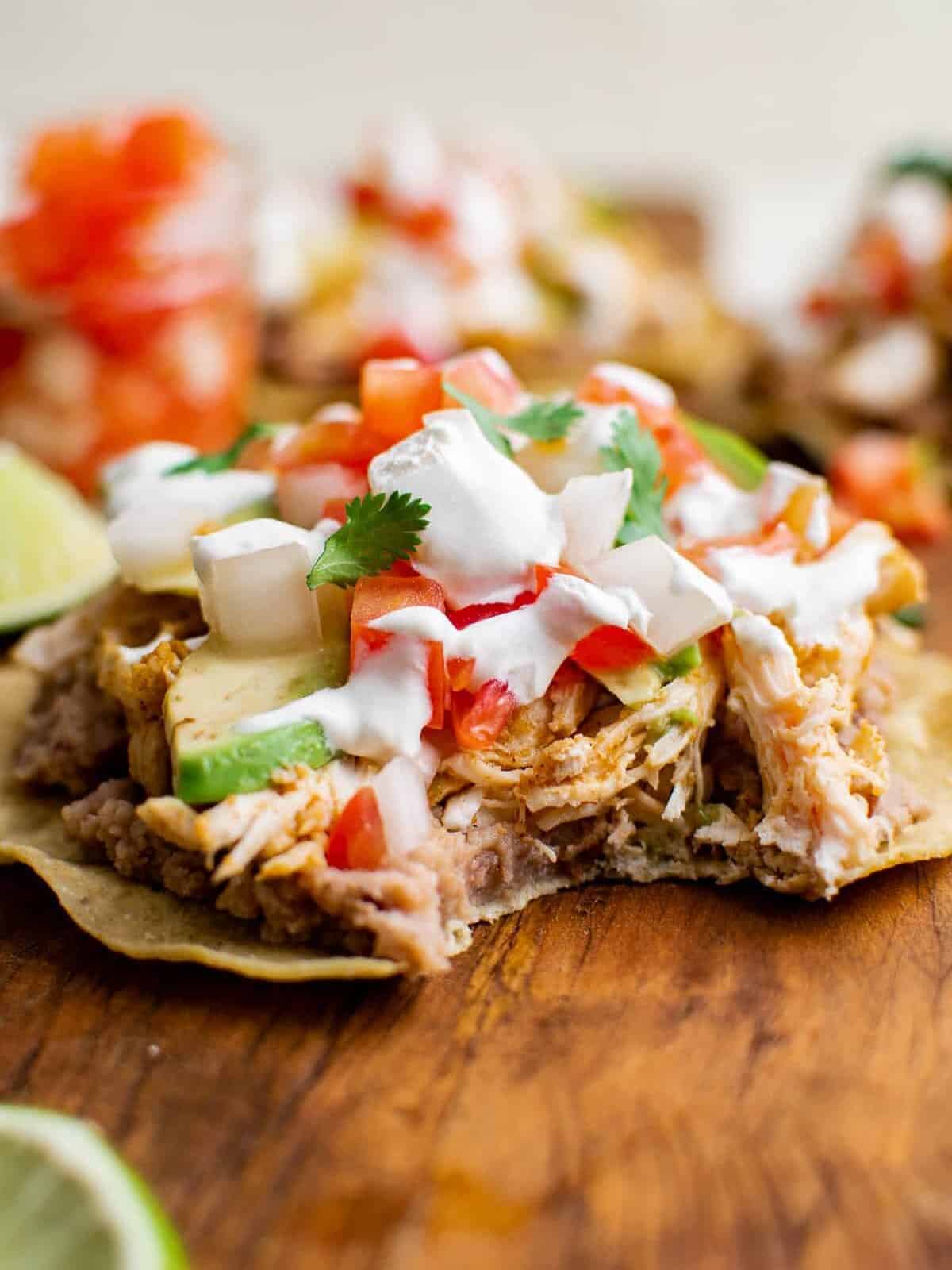 bite out of chicken tostada