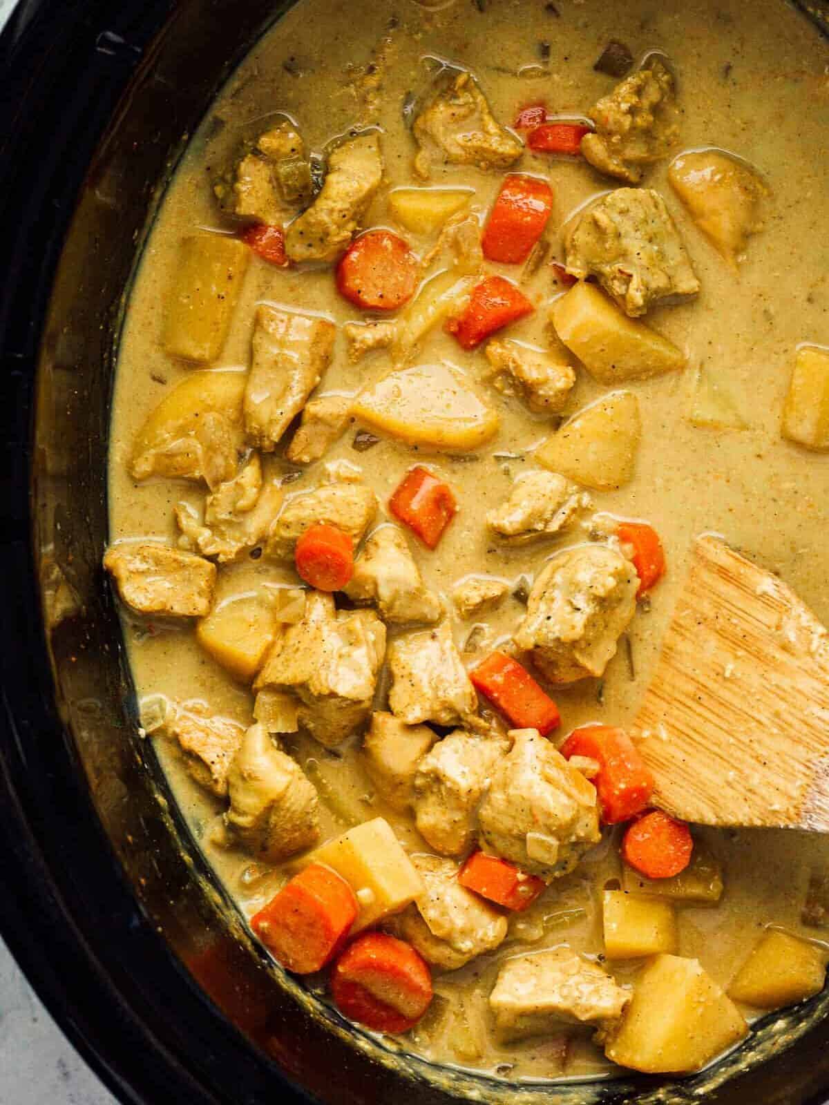 crockpot chicken curry in slow cooker
