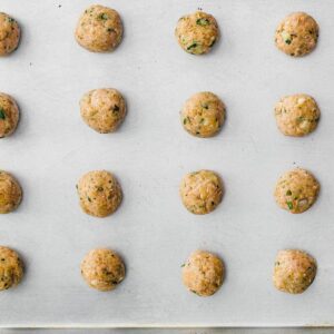 baked Greek chicken meatballs on sheet pan