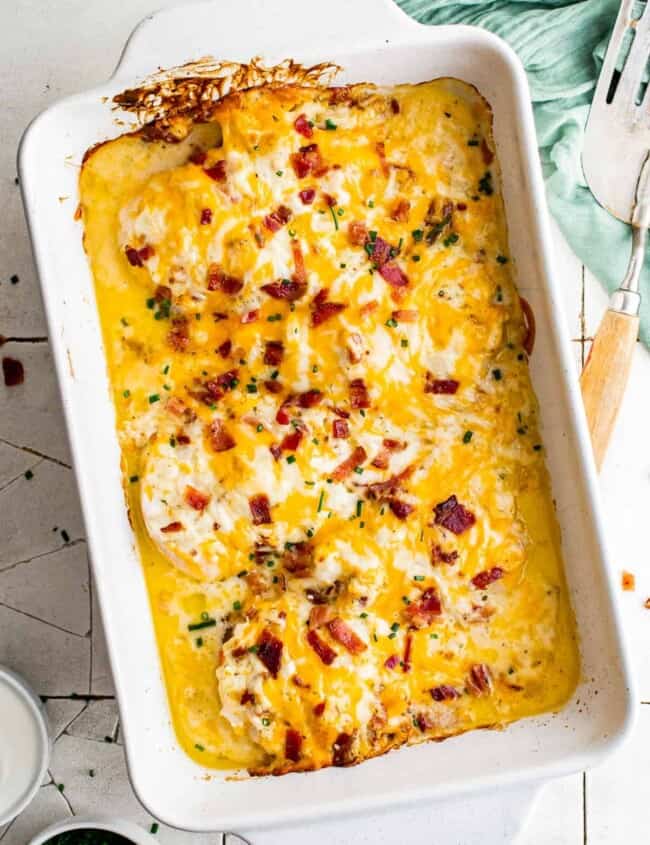 baked ranch chicken in casserole dish