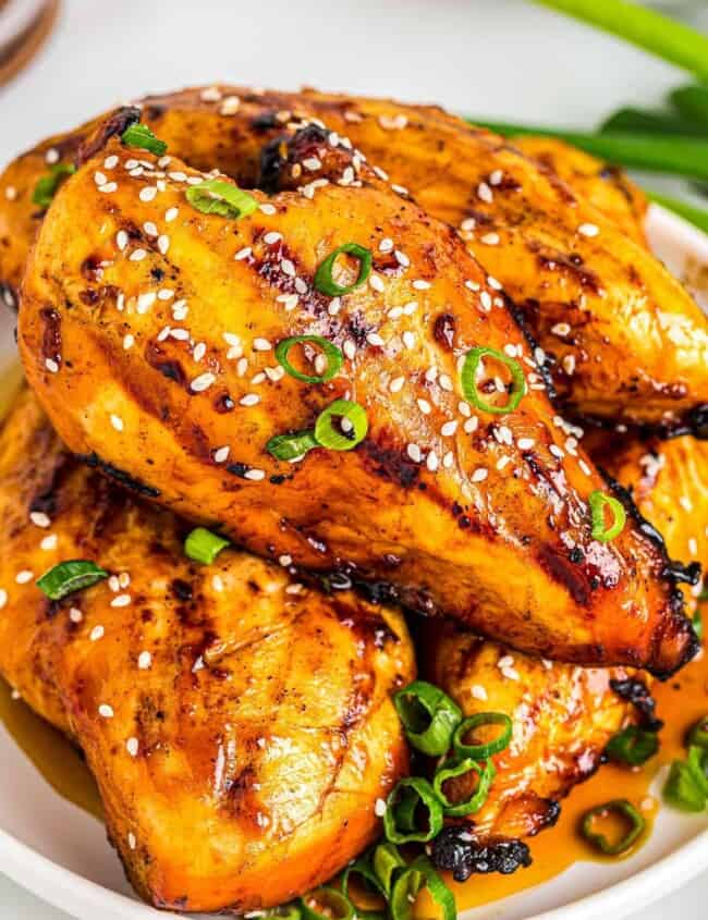 up close chicken with chicken teriyaki marinade