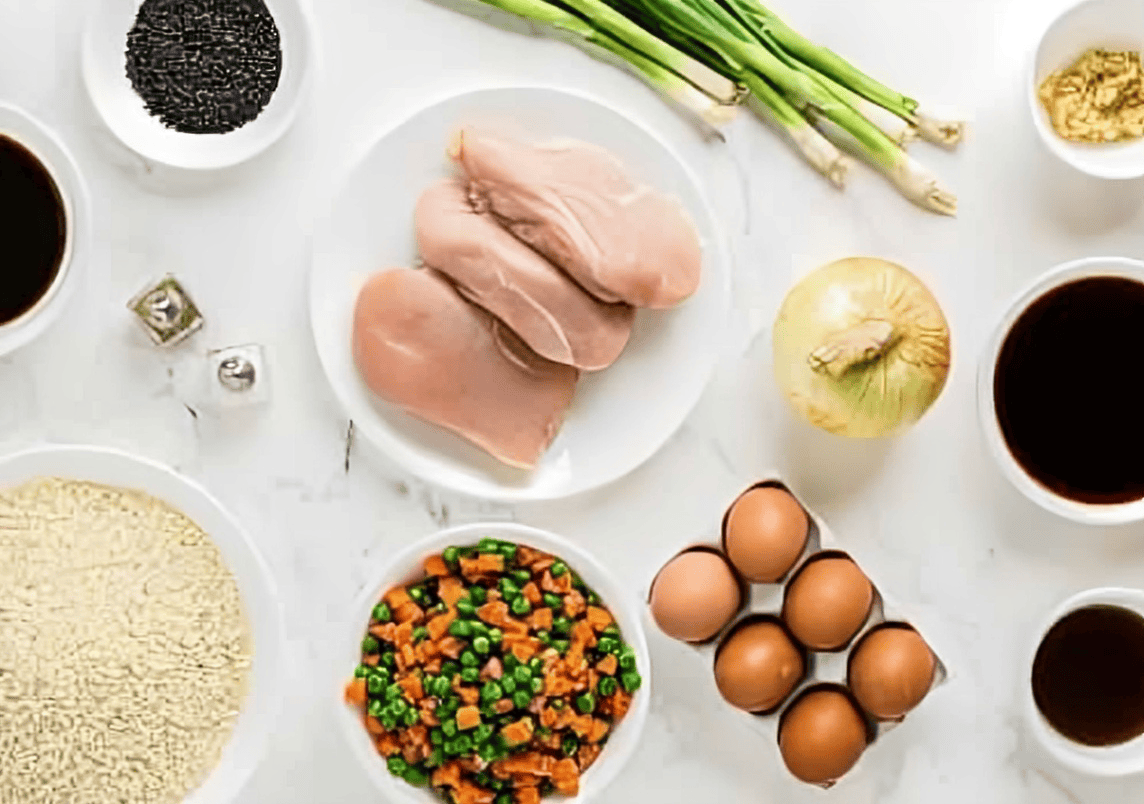 ingredients for crockpot chicken fried rice.