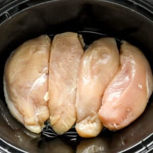 4 chicken breasts in a slow cooker.