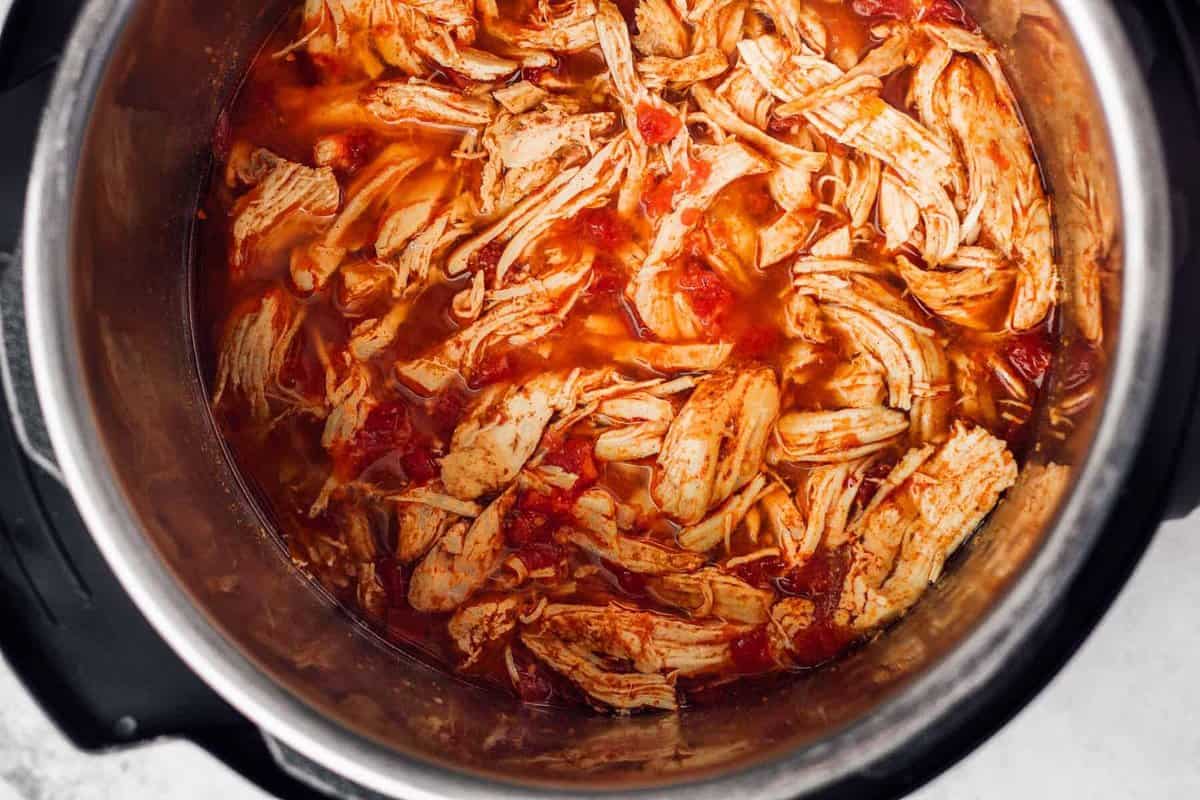 Shredded chicken for tacos, in an Instant Pot.