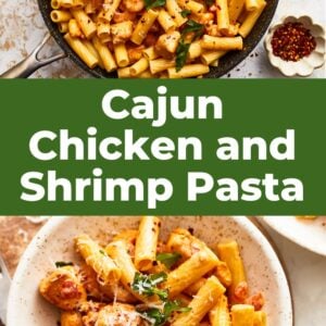 creamy cajun chicken and shrimp pasta pin