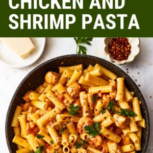 creamy cajun chicken and shrimp pasta pin