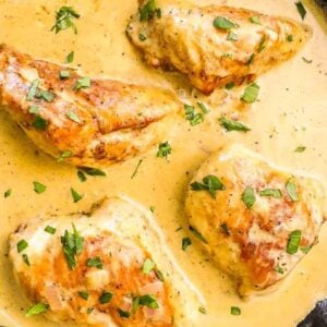 mustard chicken in skillet