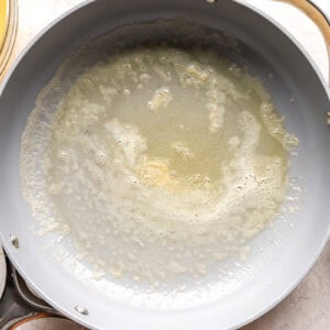 melted butter in a pan.