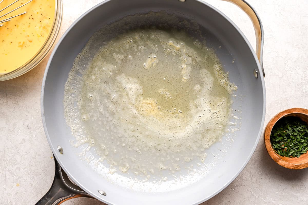 melted butter in a pan.