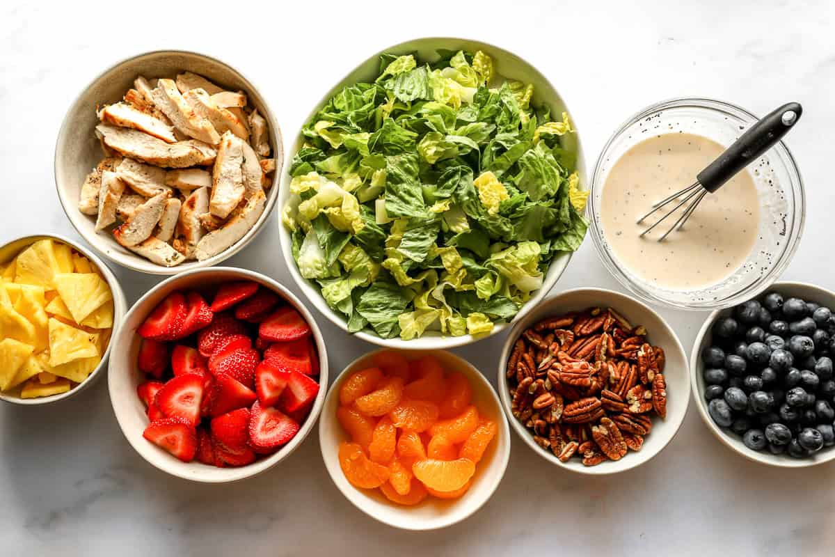 ingredients for strawberry poppyseed salad.