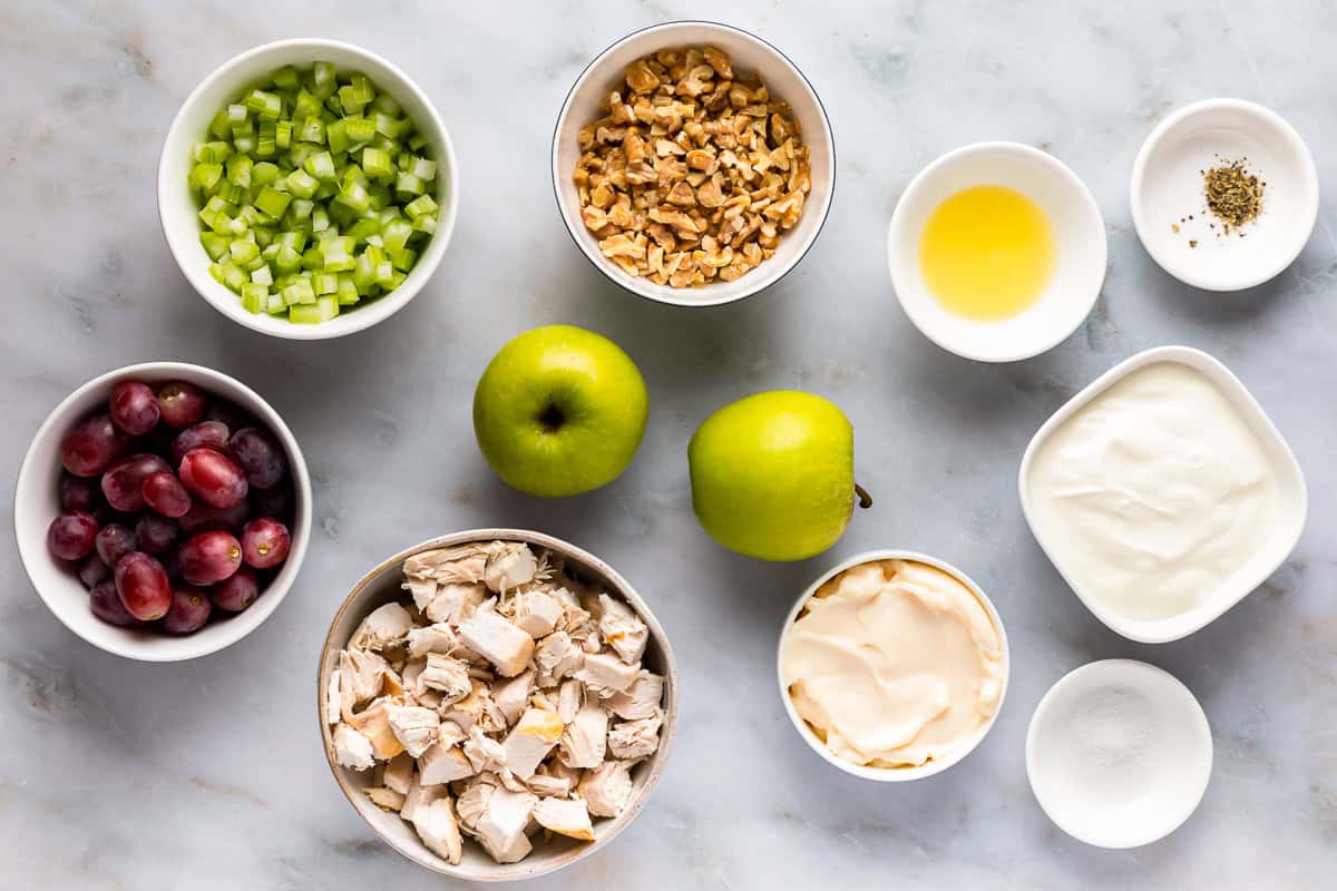 ingredients for waldorf chicken salad.