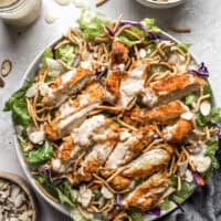 Applebee's copycat oriental chicken salad in a large bowl.