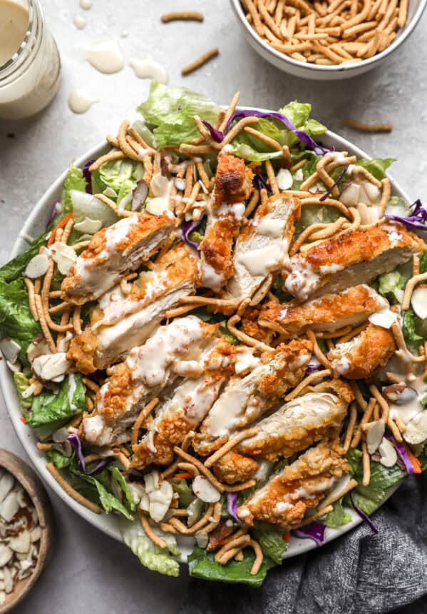 Applebee's copycat oriental chicken salad in a large bowl.