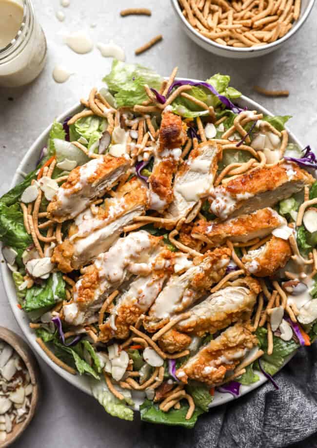 Applebee's copycat oriental chicken salad in a large bowl.