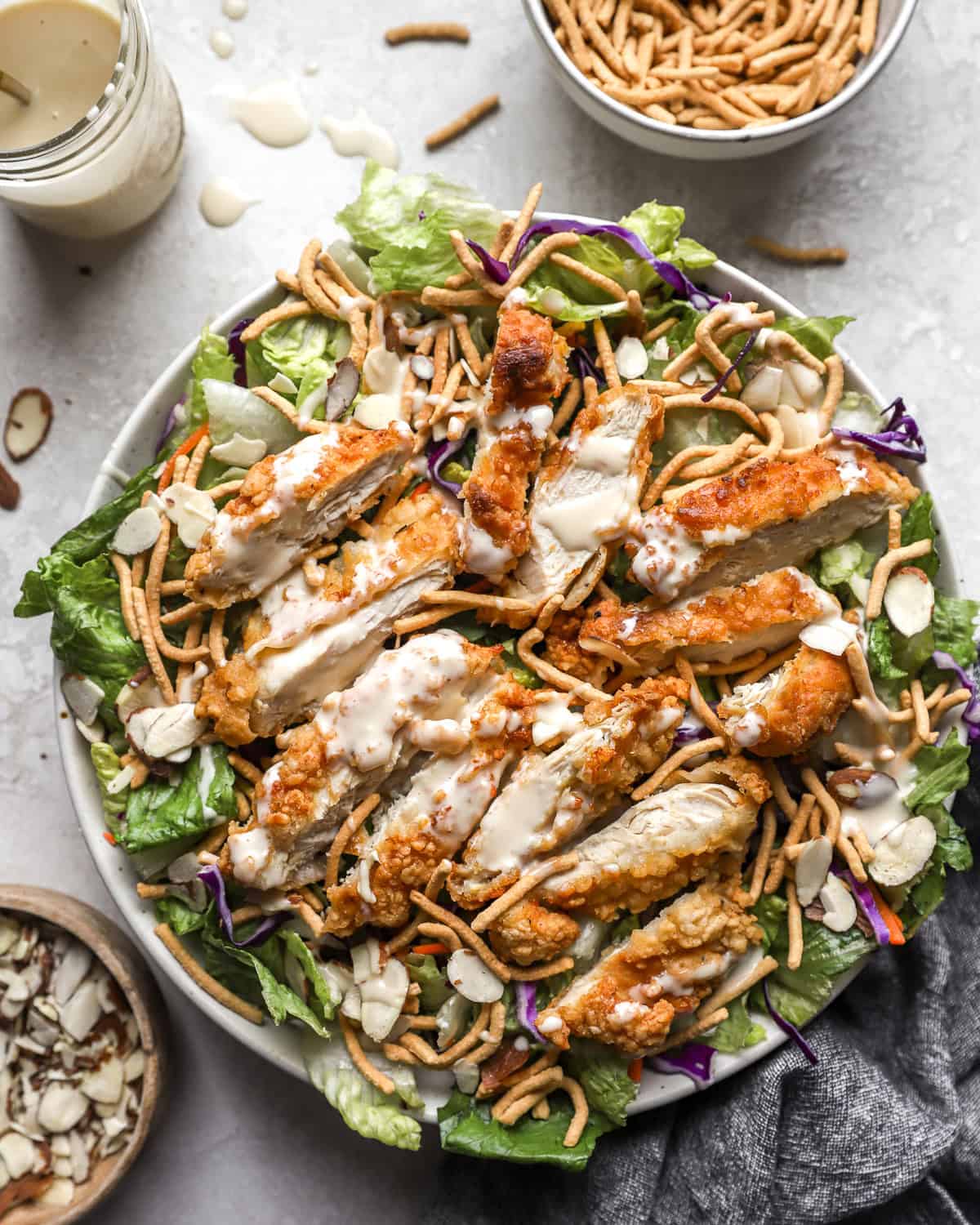 Applebee's copycat oriental chicken salad in a large bowl.