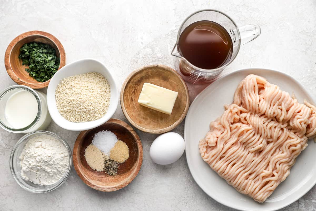 Ingredients for Swedish chicken meatballs.