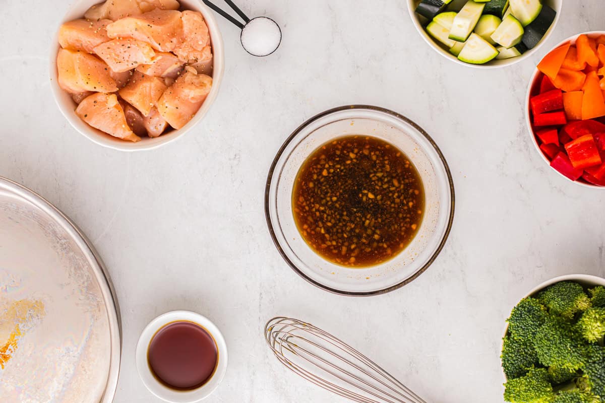 honey soy sauce in a glass bowl.