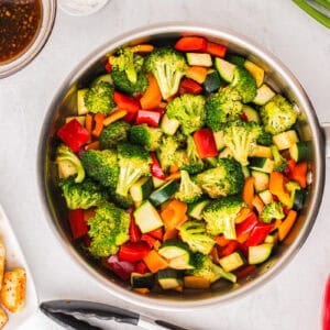 sautéed vegetables in a pan.