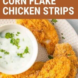 oven baked corn flake chicken strips pin