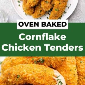 oven baked cornflake chicken tenders pin