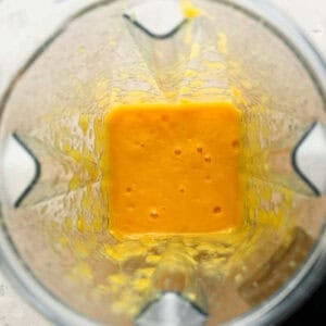 mango habanero pulp in a blender.