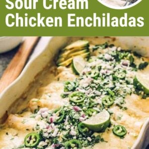 baked sour cream chicken enchiladas pin