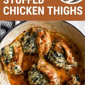 oven baked stuffed chicken thighs pin