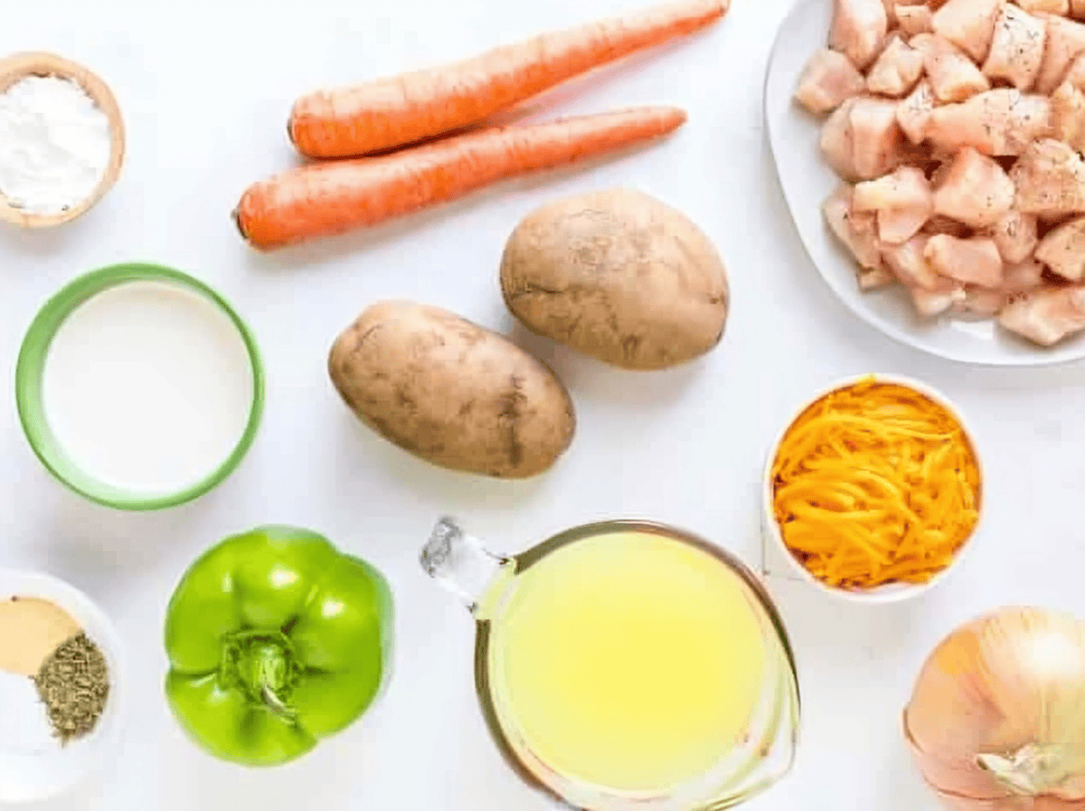 Ingredients for chicken chowder.