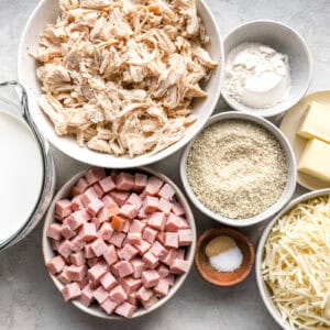 ingredients for chicken cordon bleu casserole.