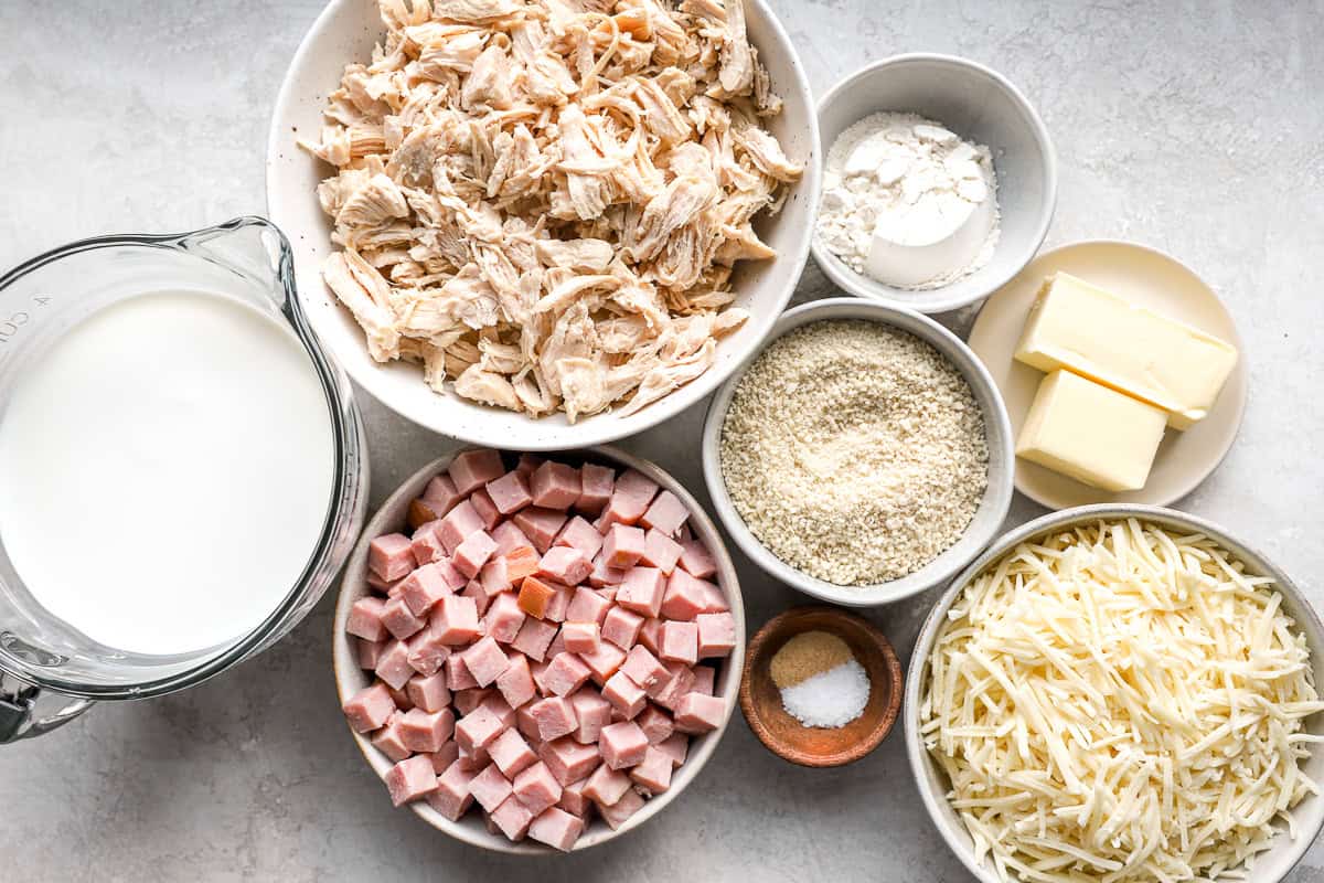 ingredients for chicken cordon bleu casserole.