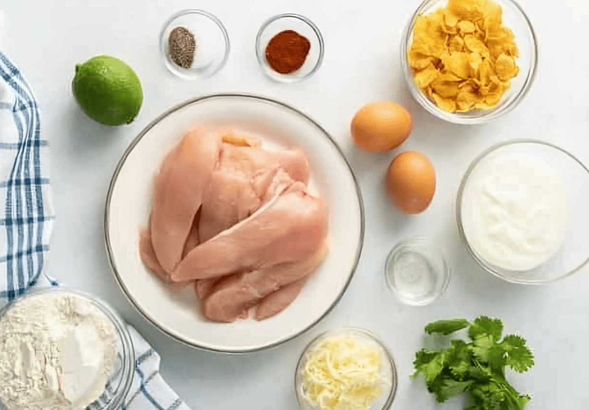 Ingredients for baked chicken strips.