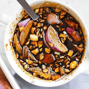 Honey soy marinade in a bowl.