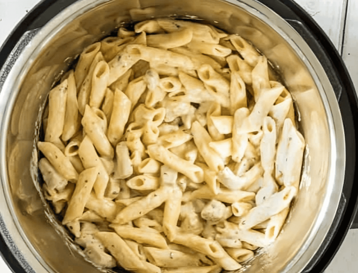 Creamy, cheesy chicken pasta in an Instant Pot.