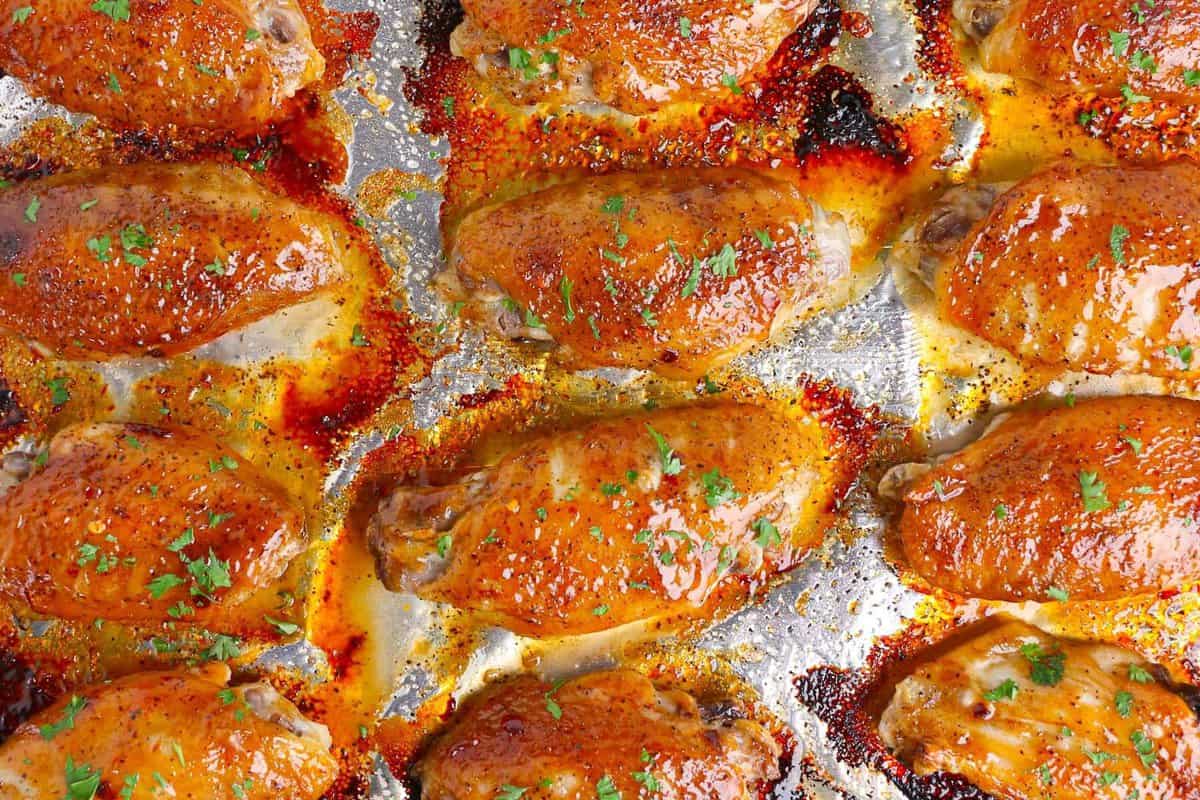 baked sweet chili chicken wings on foil