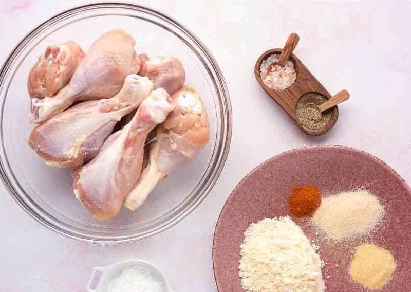 ingredients for air fryer chicken drumsticks.