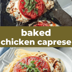 baked chicken caprese sheet pan recipe pin