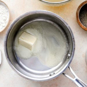 melting butter in a saucepan.