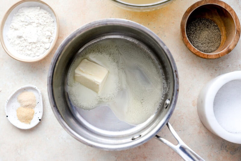 melting butter in a saucepan.