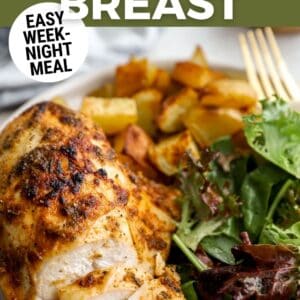 baked bone in chicken breast pin.