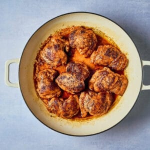 chipotle orange chicken in a dutch oven.