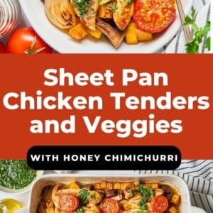 sheet pan chicken tenders and veggies pin.