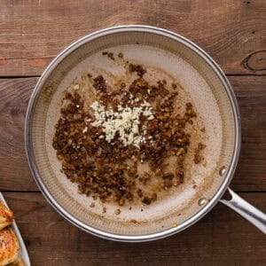 sauteed onions and garlic in a skillet.