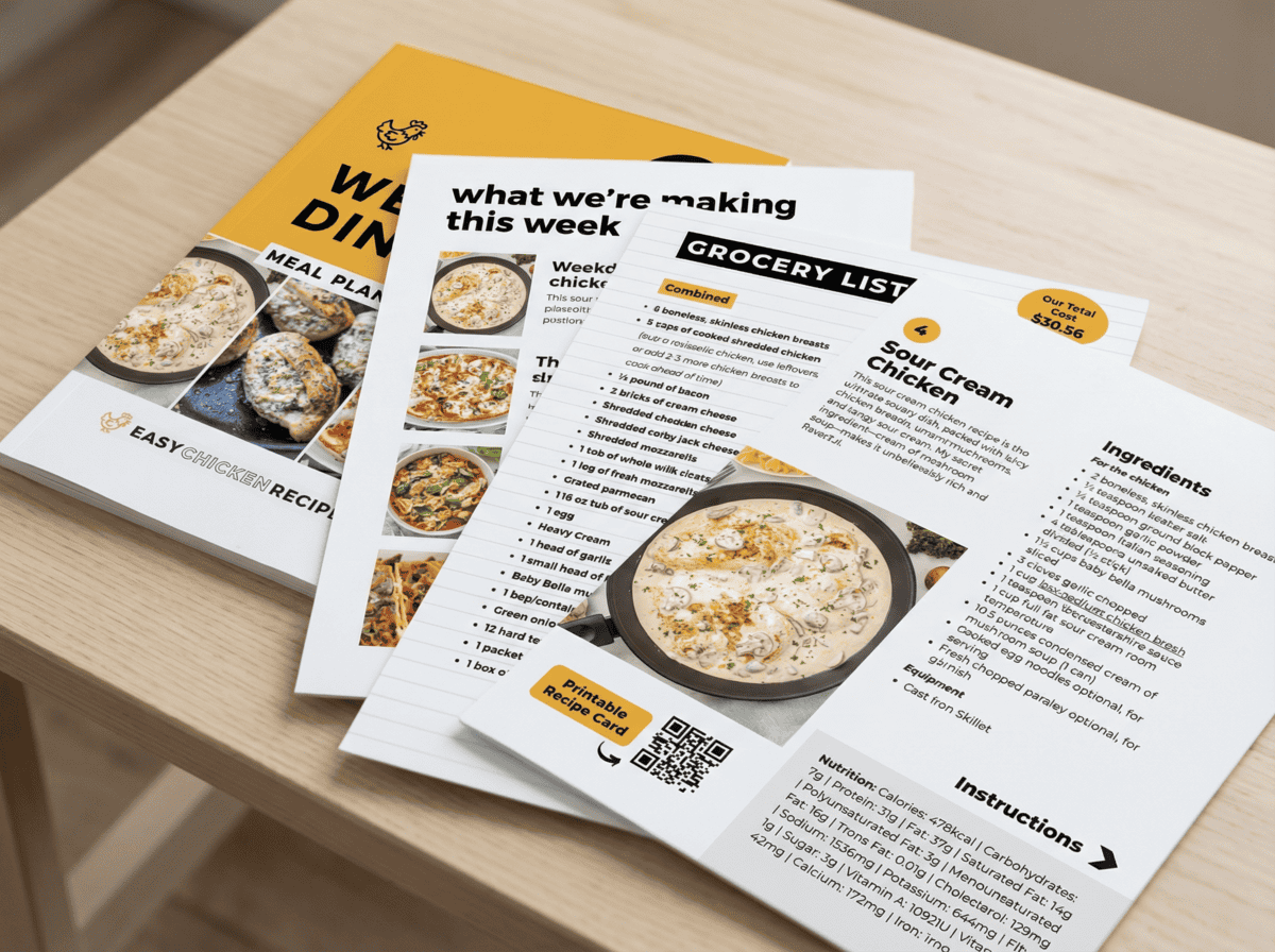meal plans on table