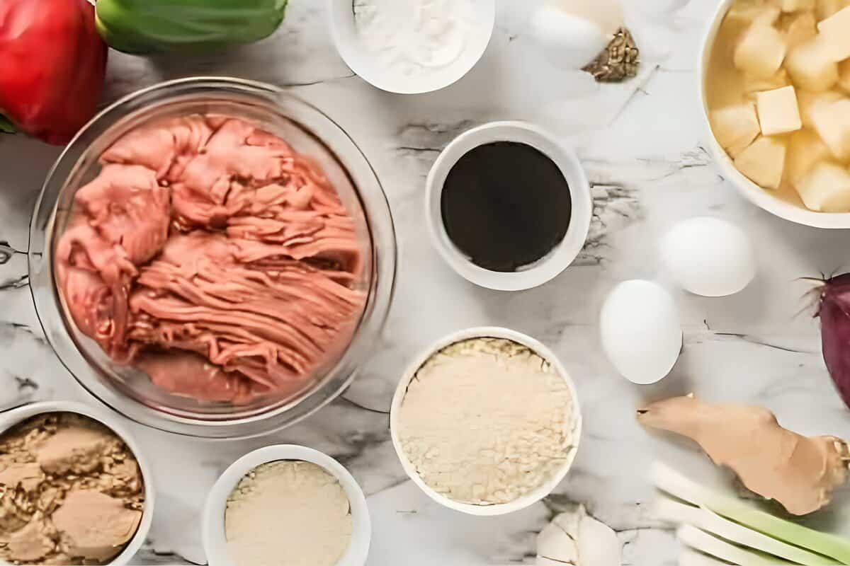 Ingredients for Hawaiian chicken meatballs.