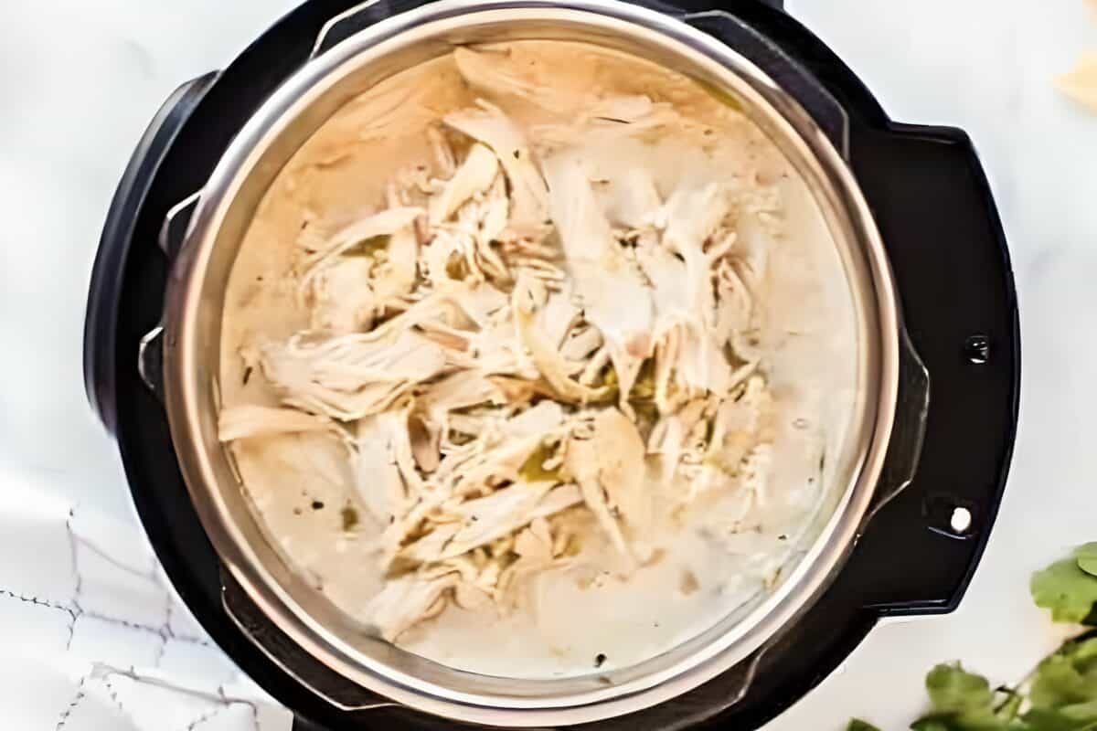 Shredded chicken in an Instant Pot.