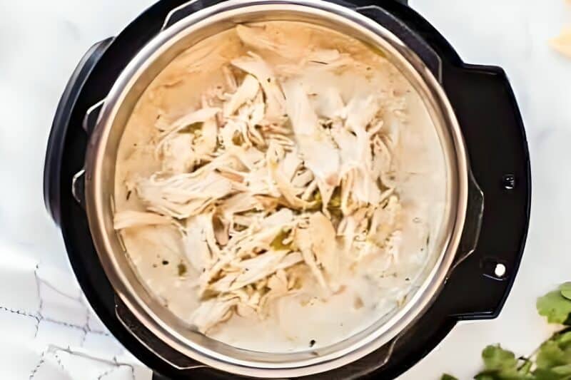 Shredded chicken in an Instant Pot.